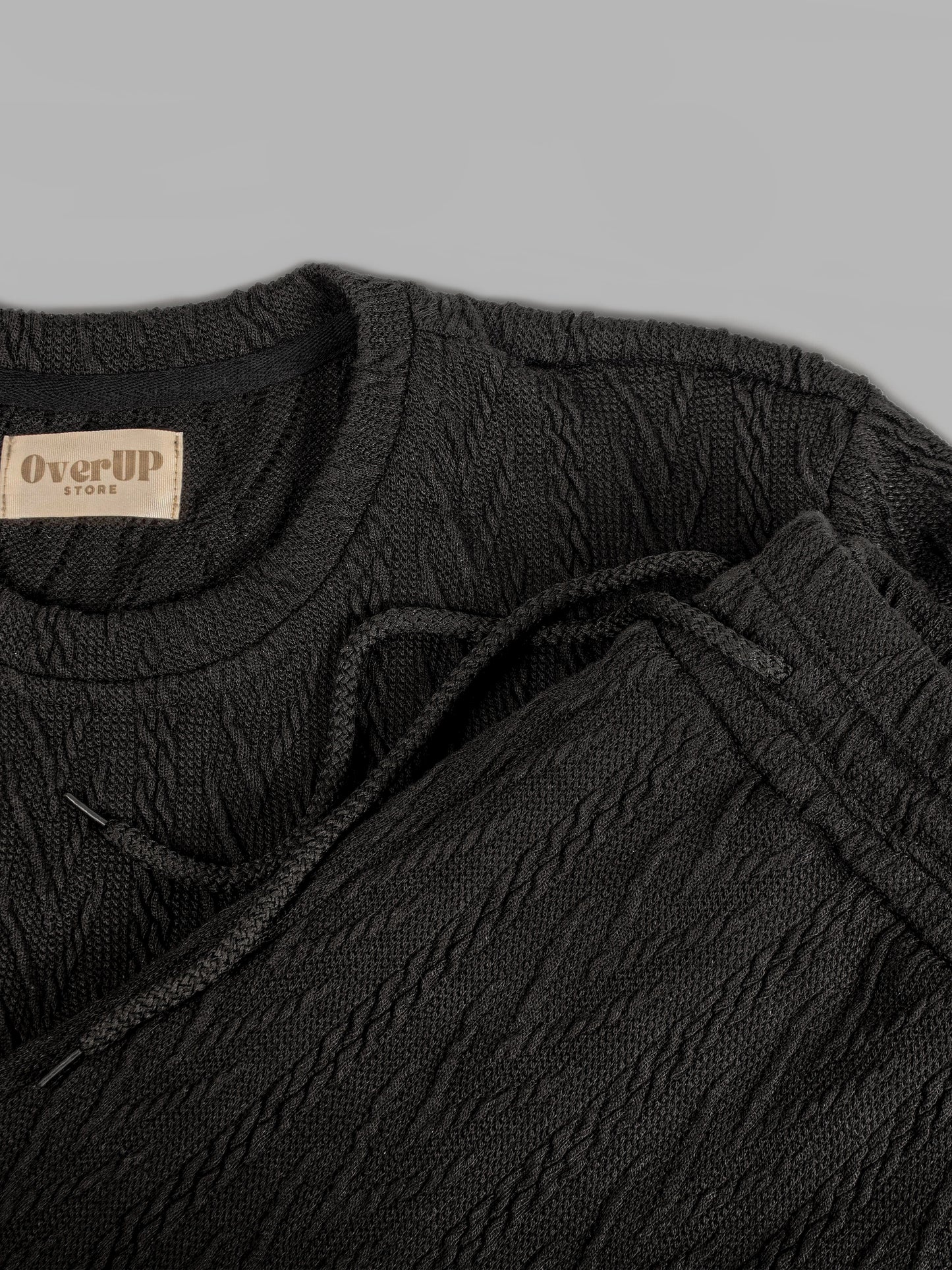 Conjunto en Relieve Trenzado Negro