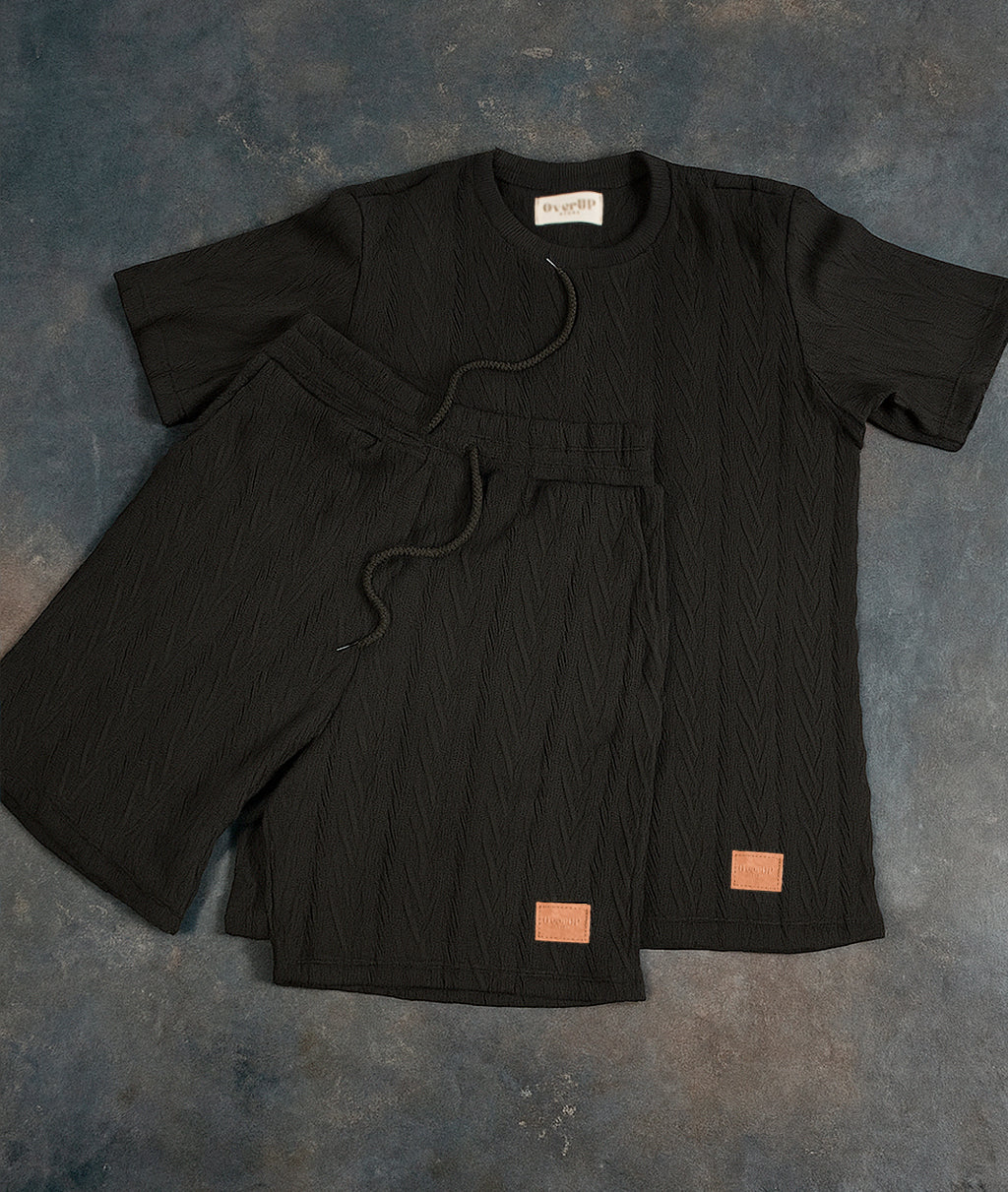 Conjunto en Relieve Trenzado Negro