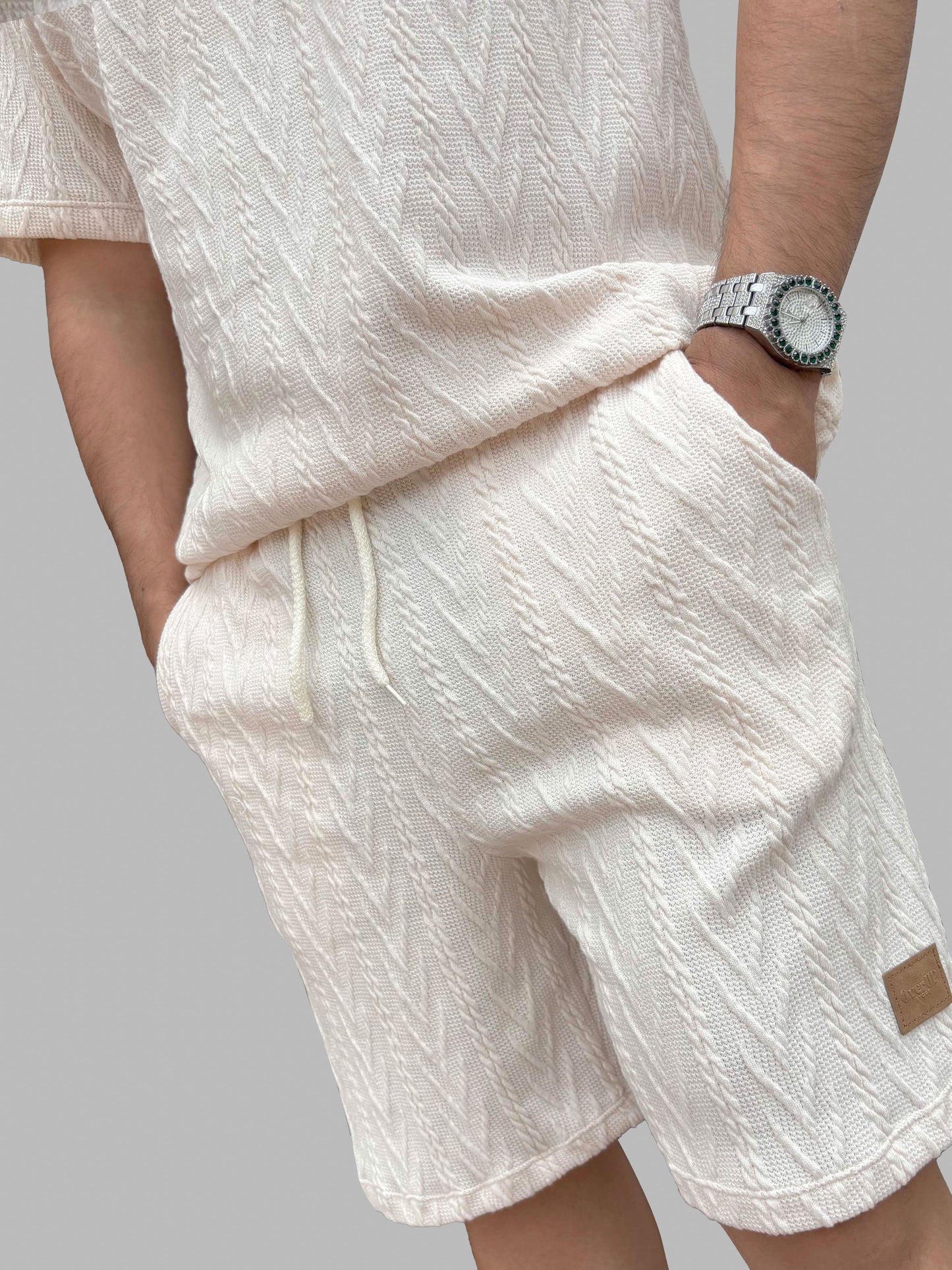 Conjunto en Relieve Trenzado Crema