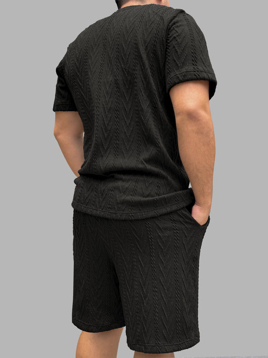 Conjunto en Relieve Trenzado Negro