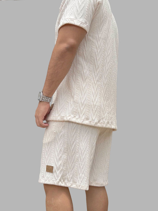 Conjunto en Relieve Trenzado Crema
