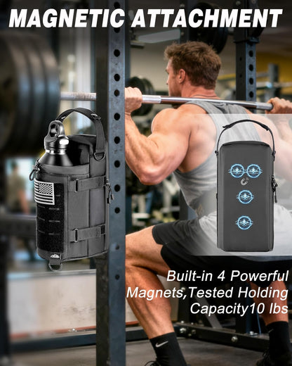 Magnetic Gym Bag for Men - Water Bottle Carrier Holder Bag | Shoulder Strap, 4 Built-In Magnets Gym Gifts for Men