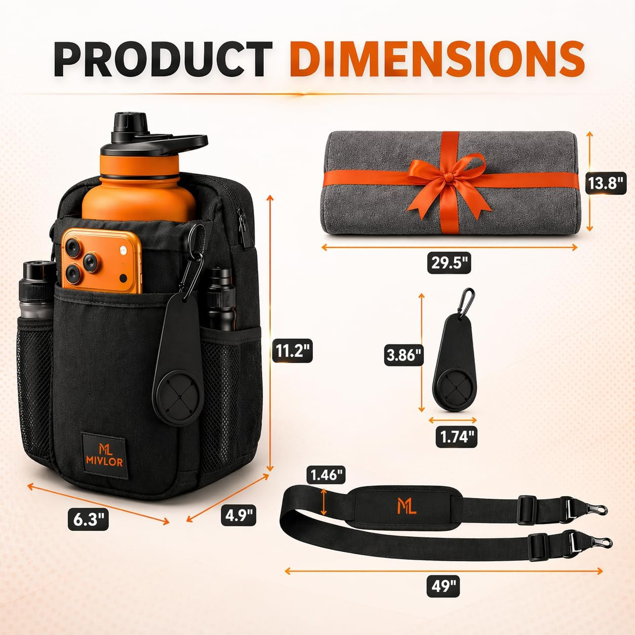 Magnetic Gym Bag for Men and Women - Magnet Water Bottle Holder Sling Carrier with Crossbody Shoulder Strap Gym Accessories Pouch,Phone Pockets for Sports,Travel,Walking,Workout