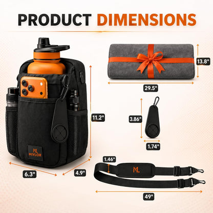Magnetic Gym Bag for Men and Women - Magnet Water Bottle Holder Sling Carrier with Crossbody Shoulder Strap Gym Accessories Pouch,Phone Pockets for Sports,Travel,Walking,Workout