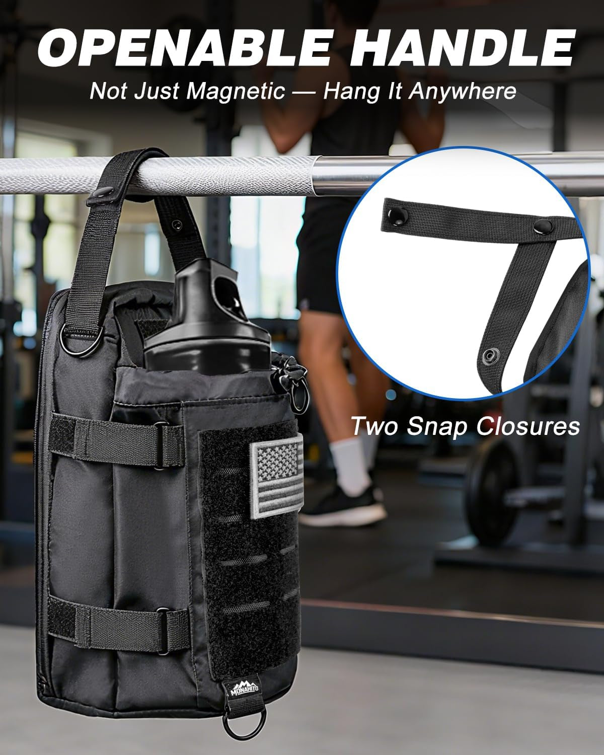 Magnetic Gym Bag for Men - Water Bottle Carrier Holder Bag | Shoulder Strap, 4 Built-In Magnets Gym Gifts for Men