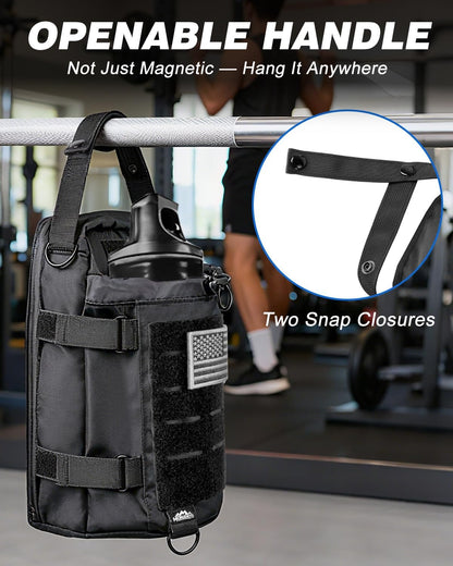 Magnetic Gym Bag for Men - Water Bottle Carrier Holder Bag | Shoulder Strap, 4 Built-In Magnets Gym Gifts for Men