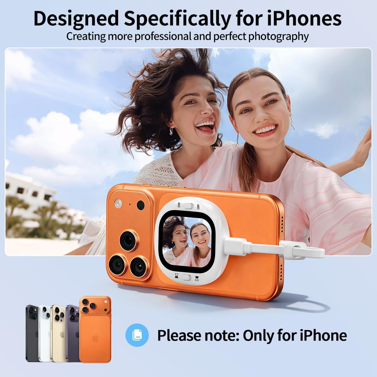 Mini Magnetic Vlog Selfie Monitor Screen Iphone with Remote, Compact Portable Back Camera Monitor Iphone with Screen Mirroring, HD AMOLED Phone Monitor Screen for Tiktok/Youtube (Only for Ios)