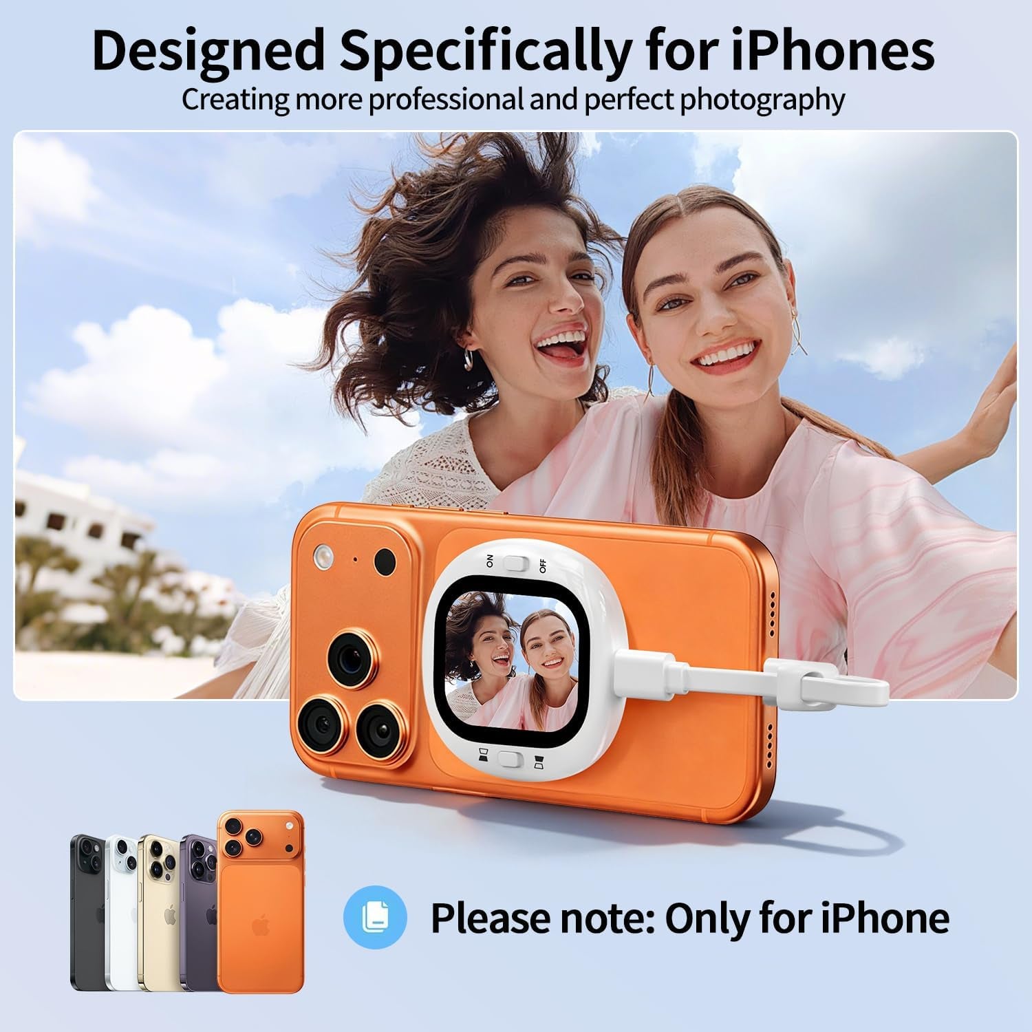 Mini Magnetic Vlog Selfie Monitor Screen Iphone with Remote, Compact Portable Back Camera Monitor Iphone with Screen Mirroring, HD AMOLED Phone Monitor Screen for Tiktok/Youtube (Only for Ios)