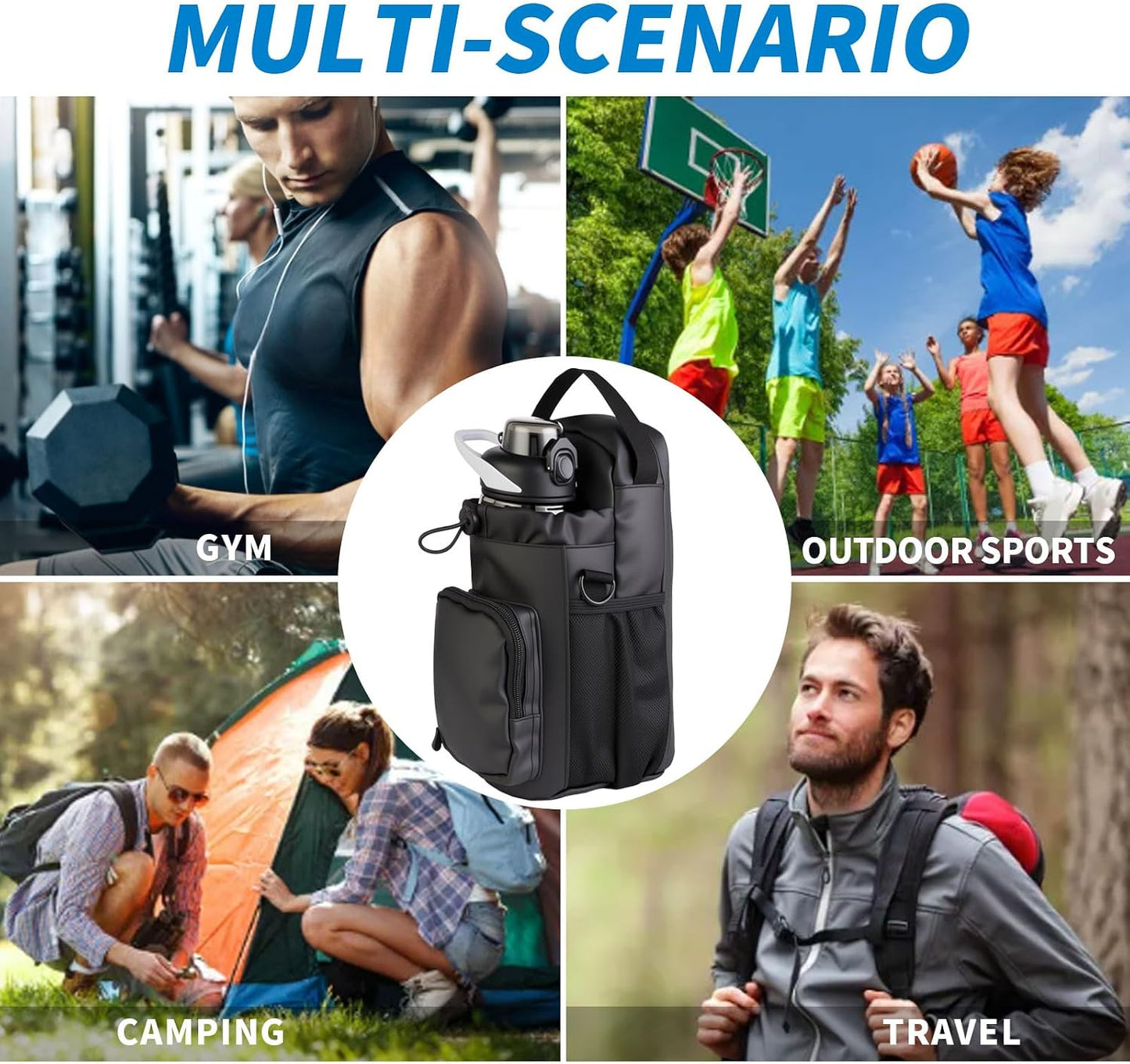 Magnetic Gym Bag for Men and Women,Water Bottle Bag with Phone Pockets & Shoulder Strap,Powerful Magnet Gym Pouch,Magnetic Bag for Sports,Work(Black)