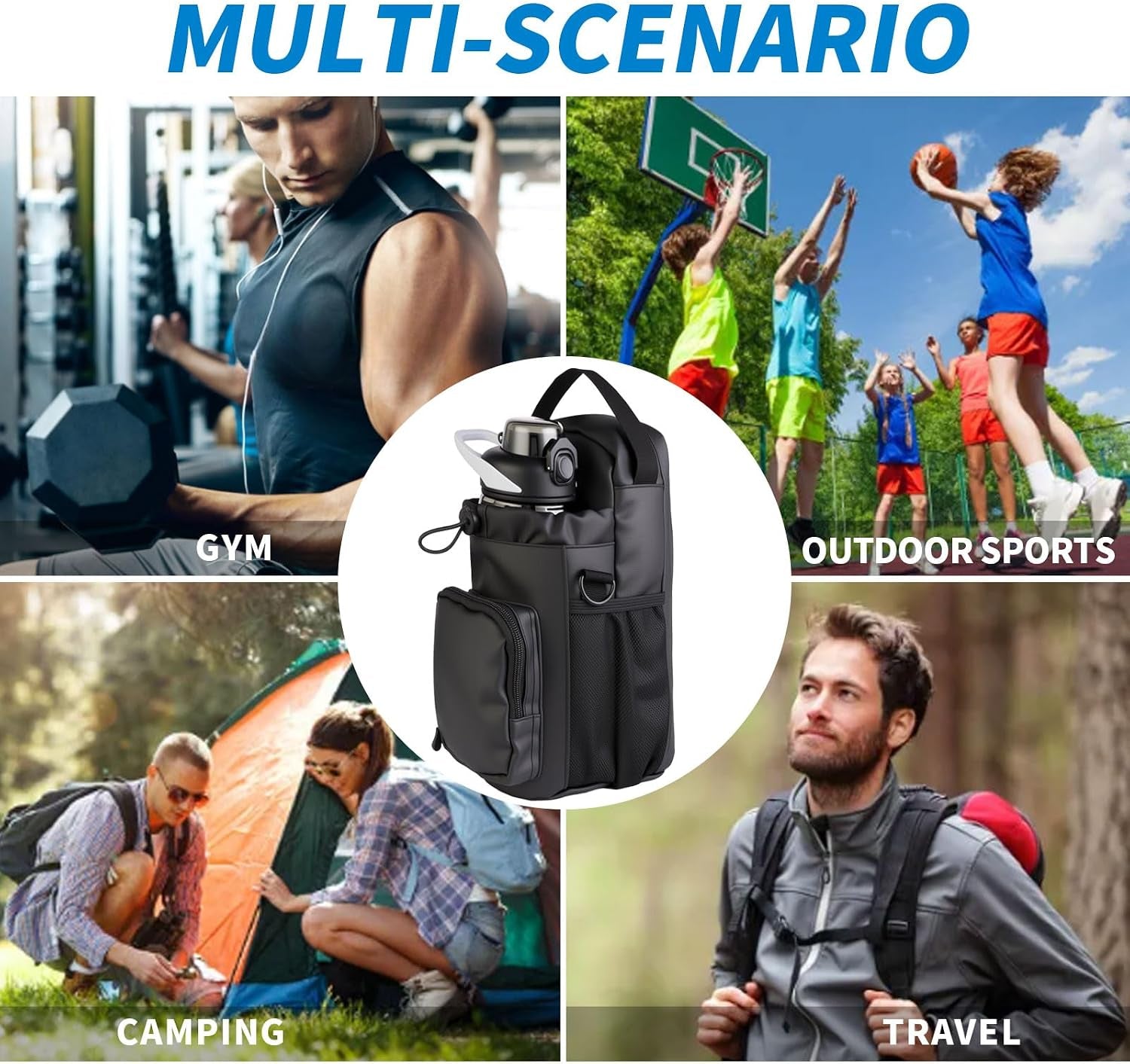 Magnetic Gym Bag for Men and Women,Water Bottle Bag with Phone Pockets & Shoulder Strap,Powerful Magnet Gym Pouch,Magnetic Bag for Sports,Work(Black)