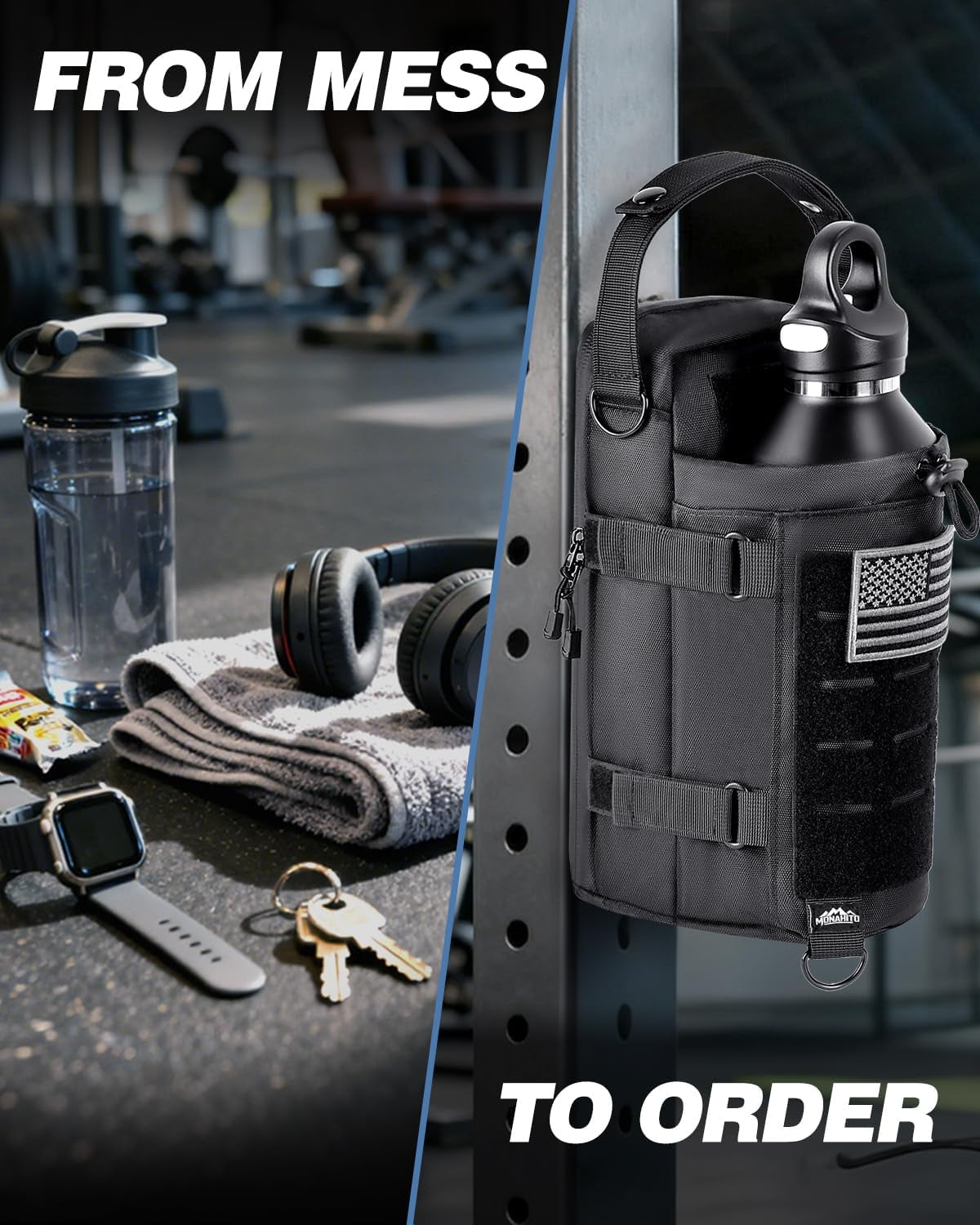 Magnetic Gym Bag for Men - Water Bottle Carrier Holder Bag | Shoulder Strap, 4 Built-In Magnets Gym Gifts for Men