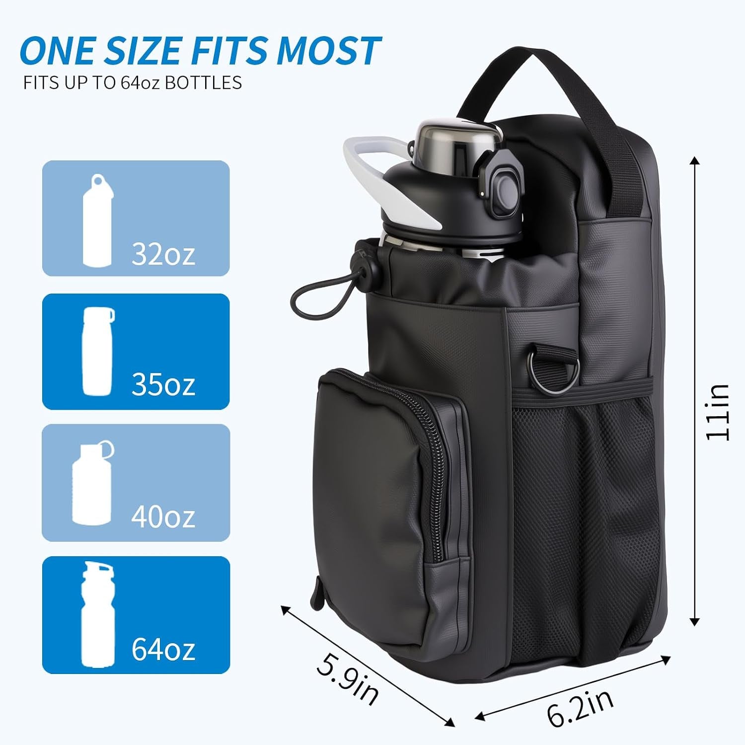 Magnetic Gym Bag for Men and Women,Water Bottle Bag with Phone Pockets & Shoulder Strap,Powerful Magnet Gym Pouch,Magnetic Bag for Sports,Work(Black)