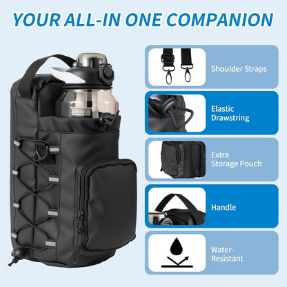 Magnetic Gym Bag for Men and Women,Water Bottle Bag with Phone Pockets & Shoulder Strap,Powerful Magnet Gym Pouch,Magnetic Bag for Sports,Work(Black)