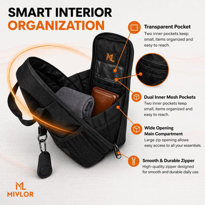 Magnetic Gym Bag for Men and Women - Magnet Water Bottle Holder Sling Carrier with Crossbody Shoulder Strap Gym Accessories Pouch,Phone Pockets for Sports,Travel,Walking,Workout