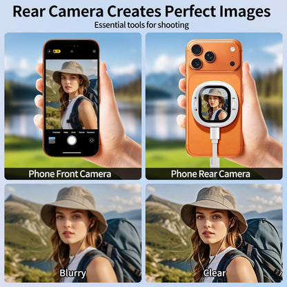 Mini Magnetic Vlog Selfie Monitor Screen Iphone with Remote, Compact Portable Back Camera Monitor Iphone with Screen Mirroring, HD AMOLED Phone Monitor Screen for Tiktok/Youtube (Only for Ios)